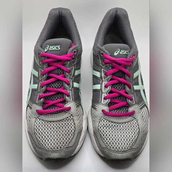Asics  Gel Contend 4 Womens Size 7.5 Silver & Aqua Green Logo Pink Laces - Picture 9 of 13